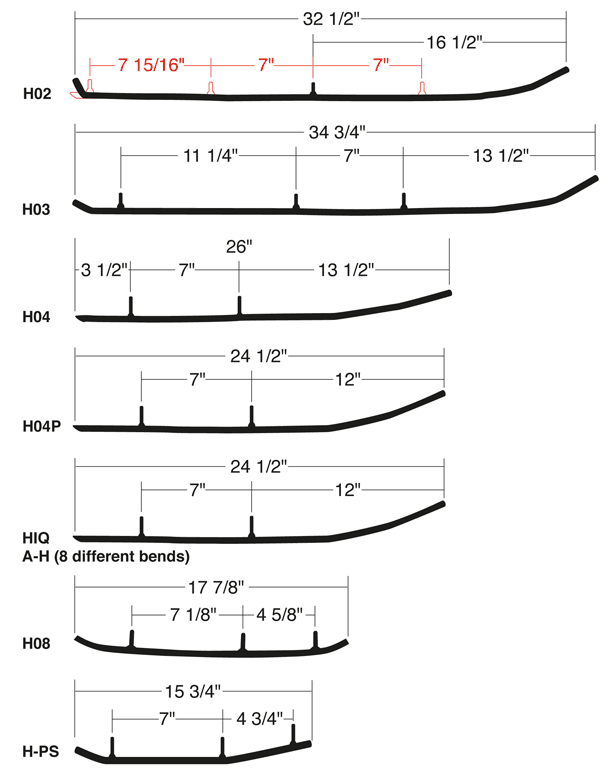 Polaris Wear Rod Drawing Snowmobile Wear Rods Bergstrom Skegs, Inc.